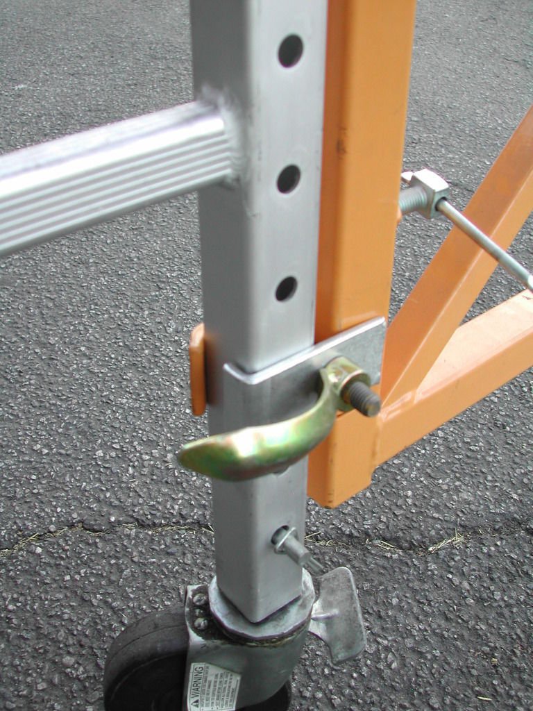 CBM Scaffold Rolling Tower Standing at 17' High with Hatch Deck Guard Rail and U Lock Brace CBM1290