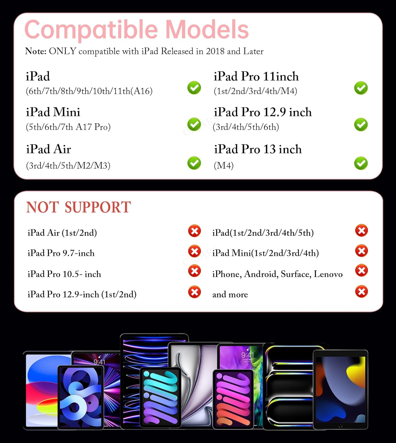 CMARS 2018-2025, 20Mins 6th-10th/A16, 11/12.9"/13"/M4, 3/4/5/M2/M3, 5/6 Stylus Pen for iPad Fast Charge for Apple
