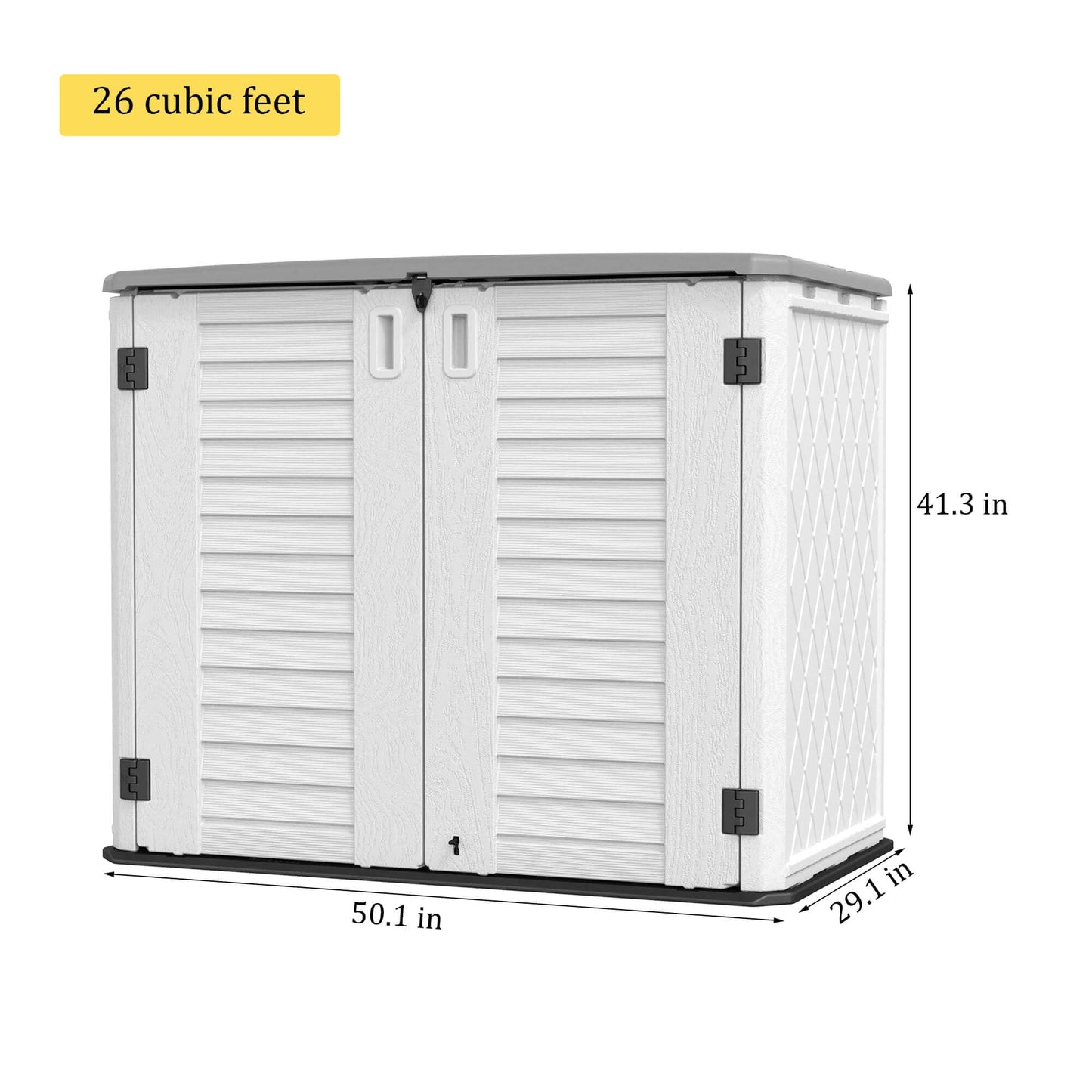 HOMSPARK Storage Shed Weather Resistance, Multi-Purpose Outdoor Storage Cabinet Waterproof, Outdoor Storage Cabinet for Bike, Garbage Cans, Lawnmower, Garden Accessories (off white, Standard-26 cu ft)