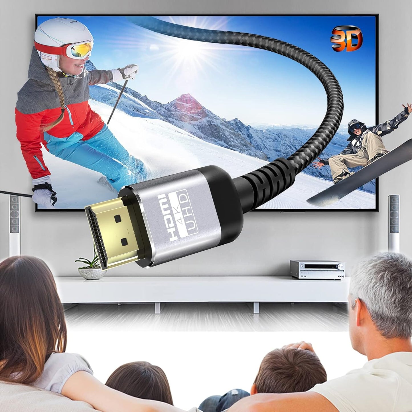 4K 30 18Gbps 2.0 4K@60Hz 3D HDCP2.2 PS4/PS5 (9.1m) Soonsoonic HDMI Cable Ft | Ultra High Speed HDMI Cable HDR ARC