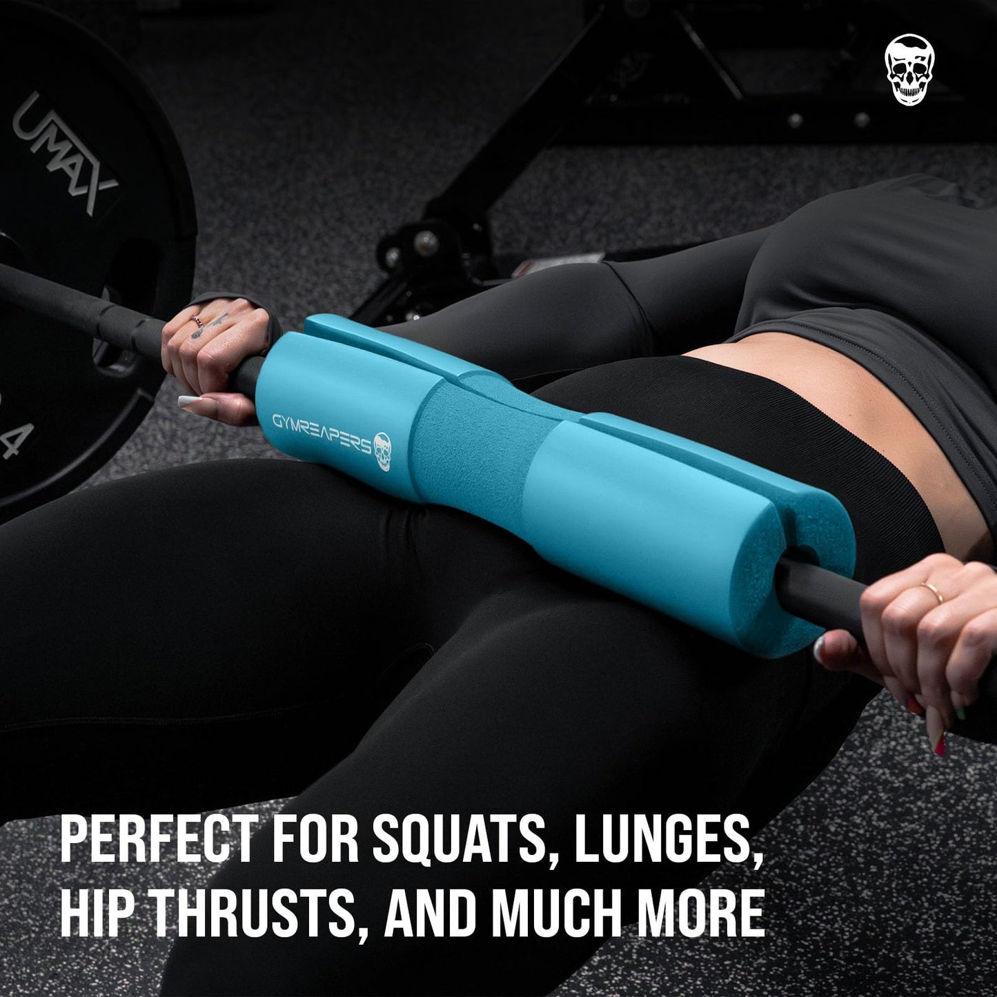 Gymreapers Barbell Squat Pad - Protective Bridge Pad for Hip Thrust, Squats, Lunges - Hip Support, Neck Protection for Bar (Cyan)
