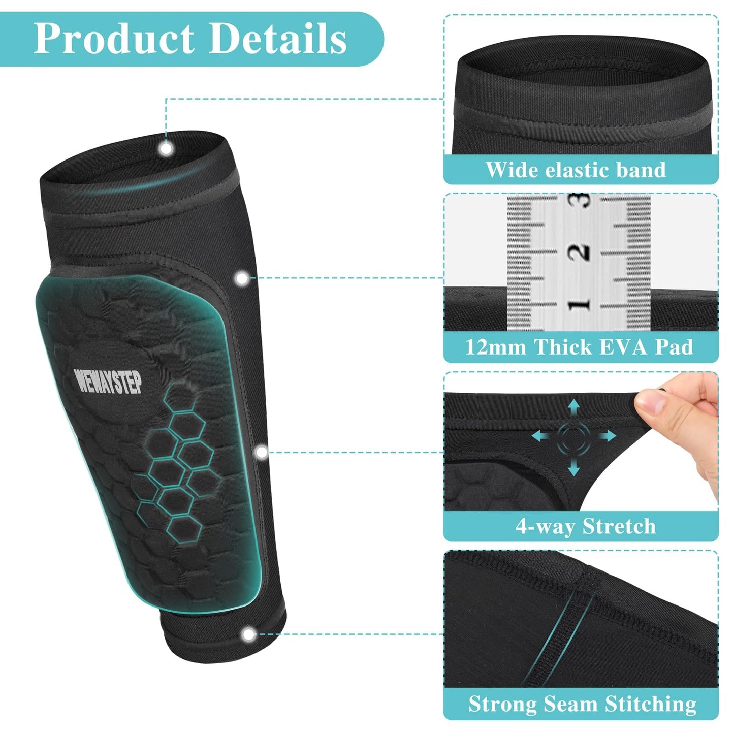 Soccer Shin Guards for Kids Youth Adult, Shin Defender Shin Guards with Honeycomb, Lightweight Shin Guard Sleeves, Shin Pads for Football Baseball Boxing MTB