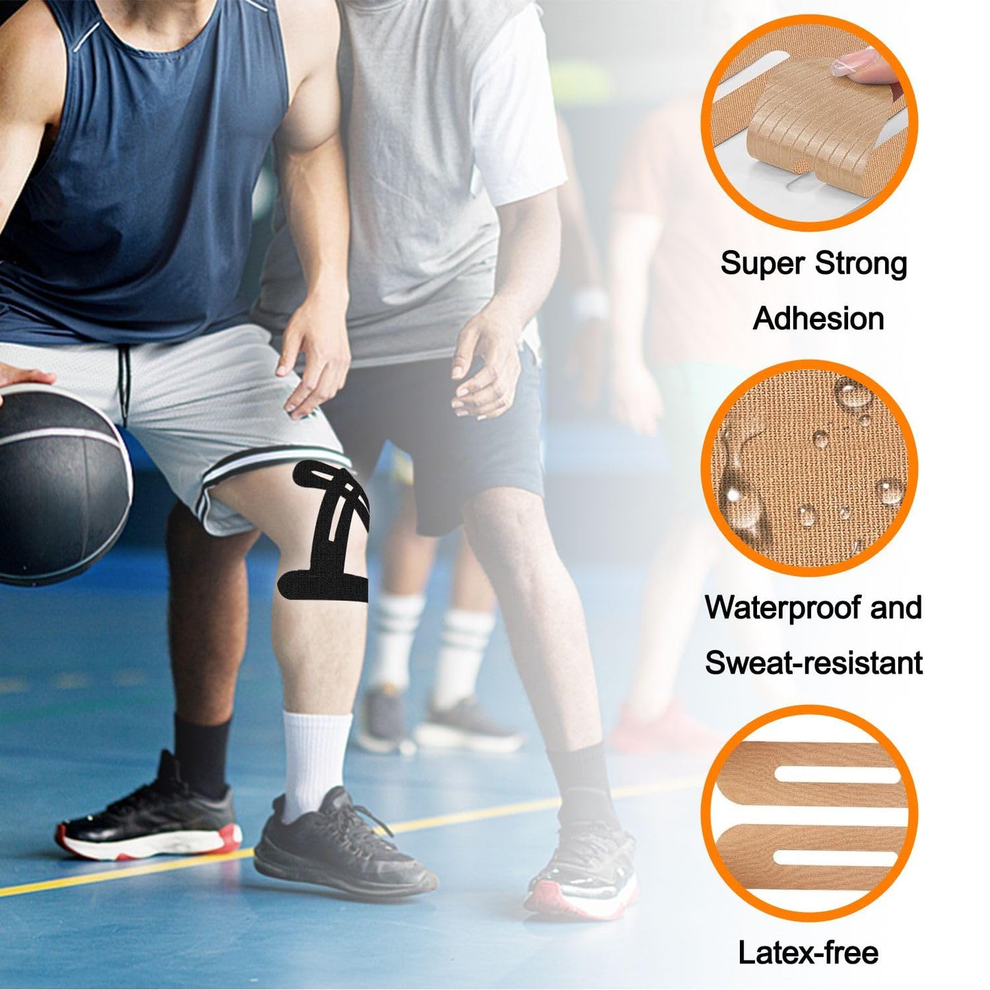 Precut Kinesiology Knee Tape Hypoallergenic Athletic for Knee Pain Knee Tape for Knee Pain Relief Pre Cut Knee Support & Stability, Pain Relief – Breathable