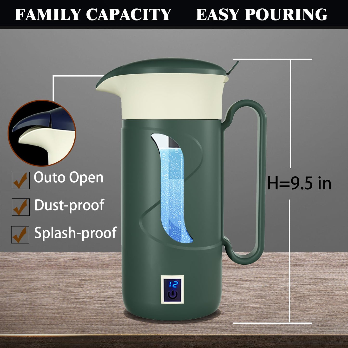 GOSOIT Hydrogen Water Bottle Hydrogen Alkaline Water Generator Ionizer Hydrogen Water Maker Machine with SPE and PEM Technology (Blue Black)