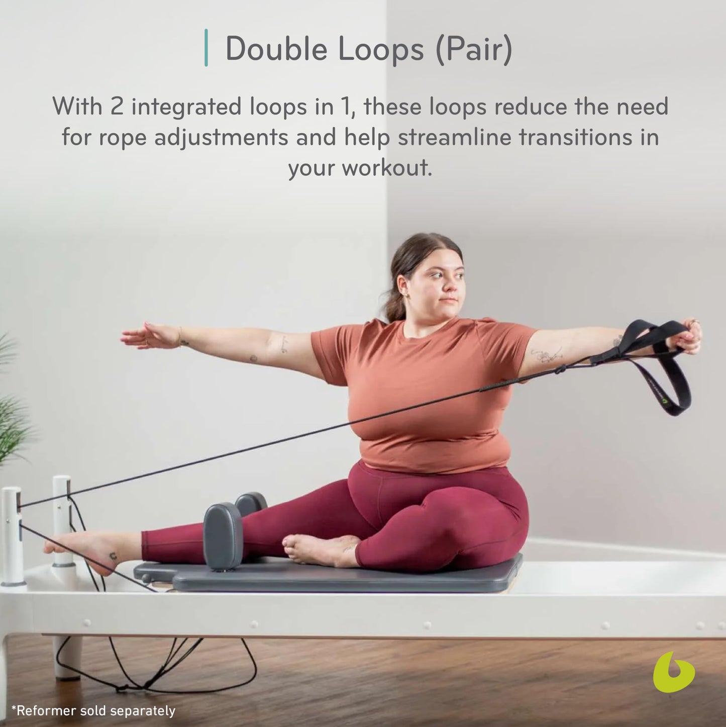 Balanced Body Cotton Double Loops, Foot and Hand Straps, Accessories for Pilates Equipment, Workout Equipment for Home Gym or Studio Use, 1 Pair