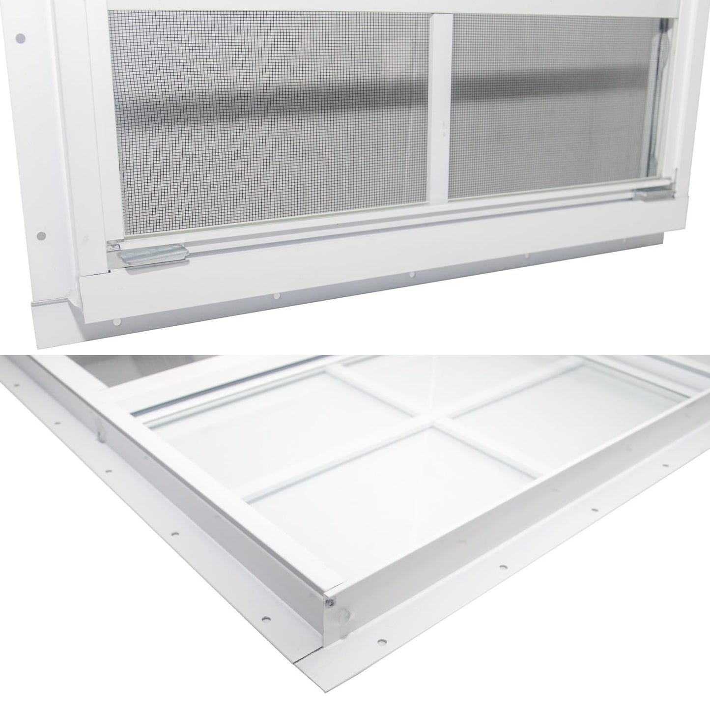 NeatiEase 2 Pack Shed Window, 24" x 36" Flush Mount Window with Tempered Glass and Fiberglass Screen for Shed, Chicken Coop, Playhouse, Household, Garage