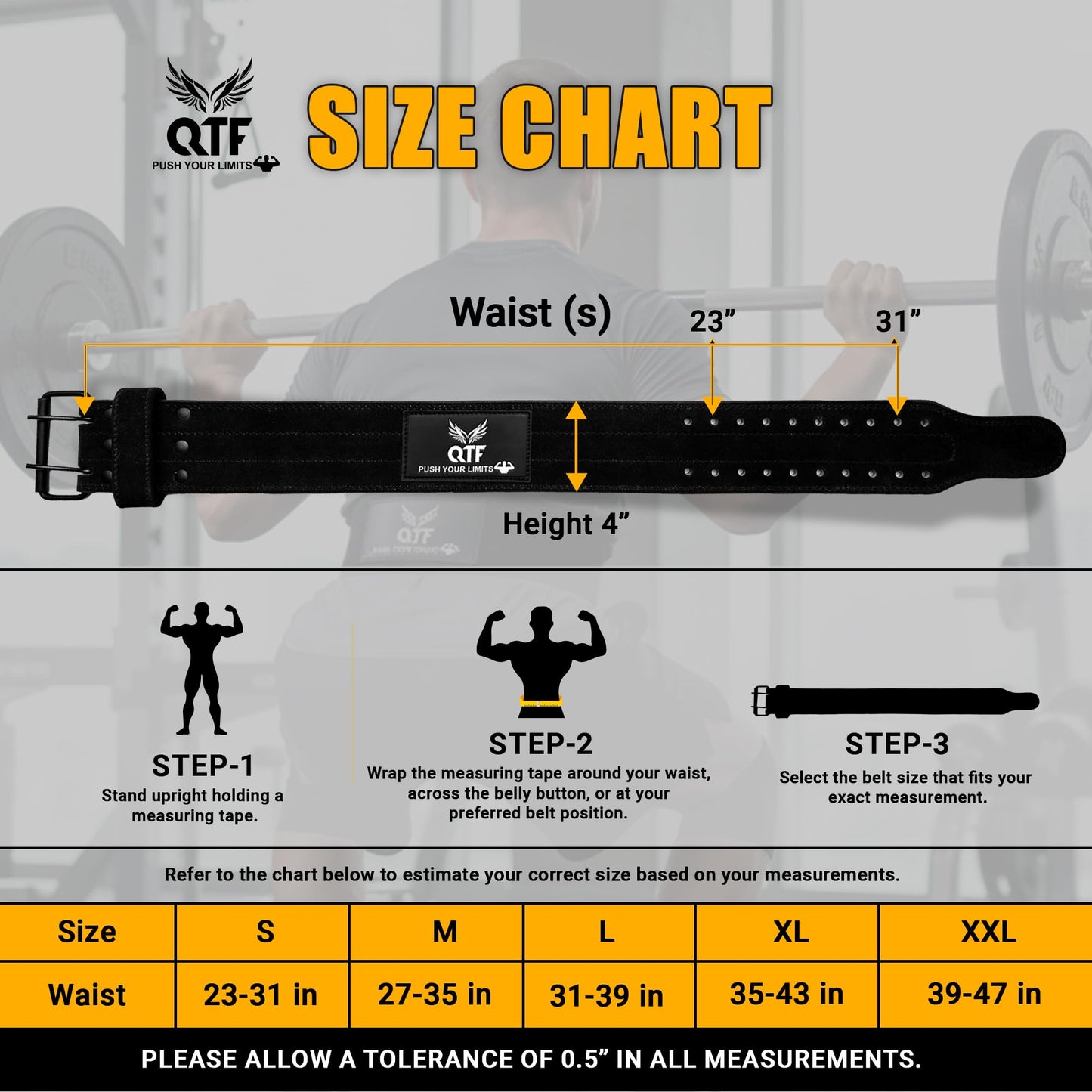 QTF Weight Lifting Belt Gym Exercise Workout, 4 inch Sued-Leather-Belt Padded Lumbar Back Support Men Women, 9 double Adjustable Holes, Powerlifting Bodybuilding Deadlift, Squat Fitness Strength Training Belt (Black, Small)