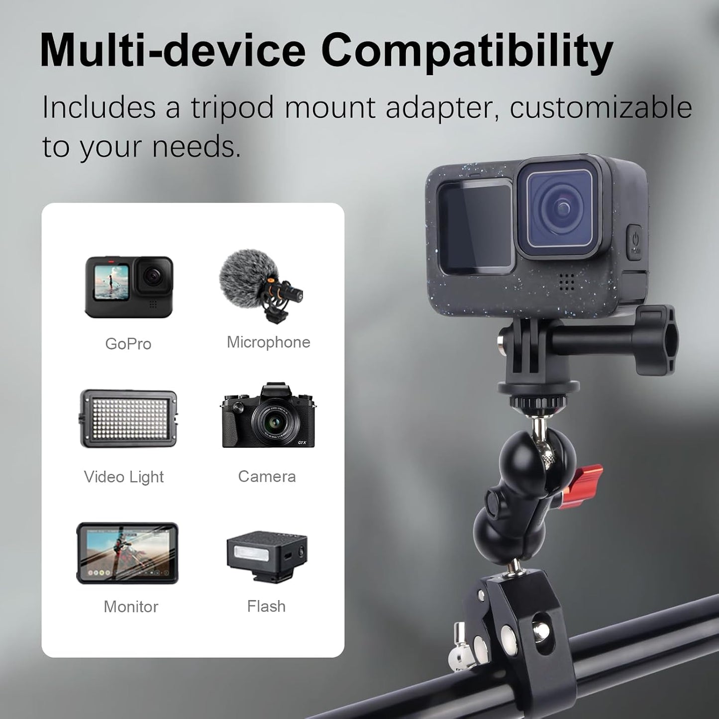 Mechrig 360 1/4"-20 Super Clamp Mount Kit with Ballhead Magic Arm Universal Camera Mount with Screws for DSLR