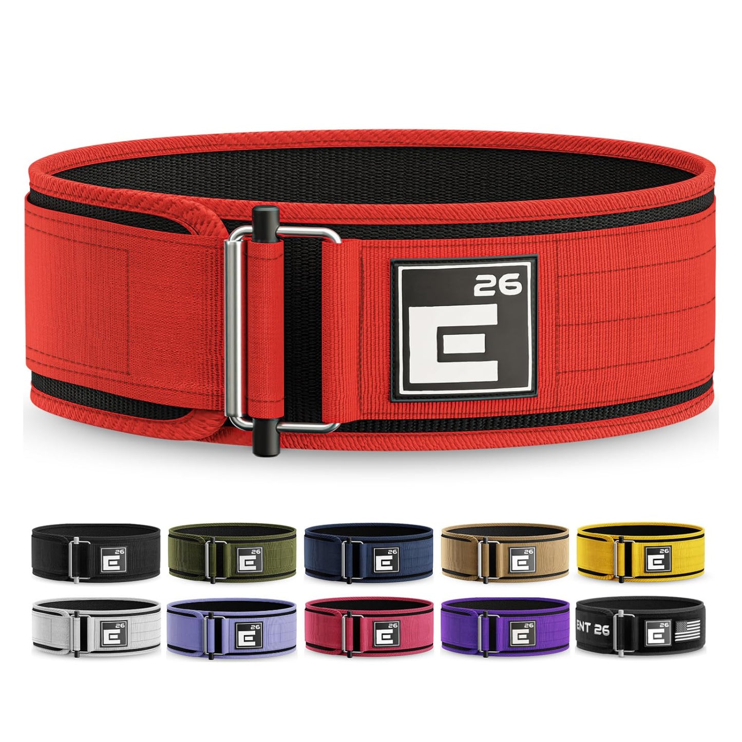 Self-Locking Weight Lifting Belt | Premium Weightlifting Belt for Serious Functional Fitness, Power Lifting, and Olympic Lifting Athletes (Extra Large, Red)