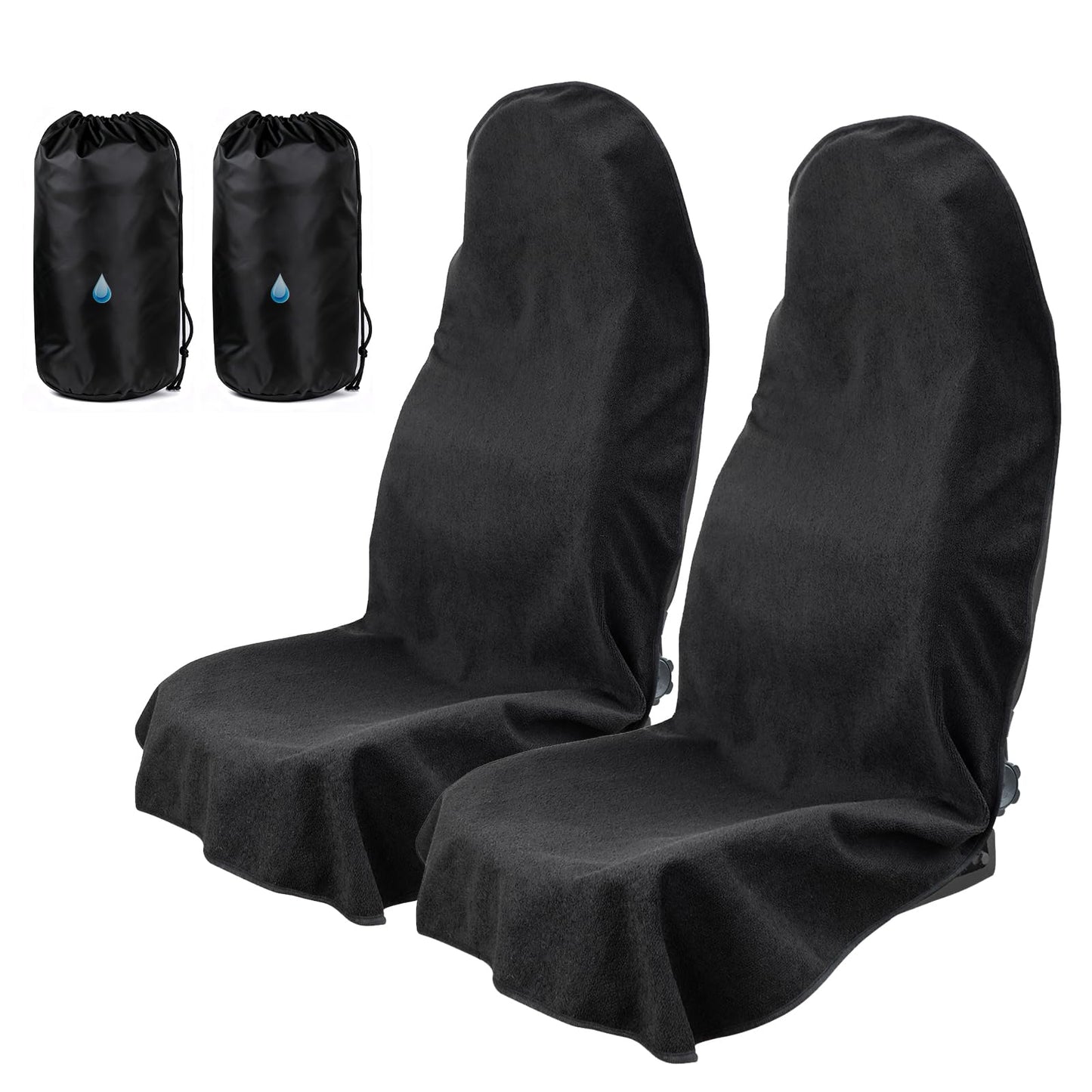 TESFEEL Car Seat Cover Towel GRS Certified Recycled, Waterproof & Washable, Non-Slip Universal Fit for Cars SUVs Trucks, Sweat Protection for Gym, Kids, Pets & Travel (Black, 2 Pack)