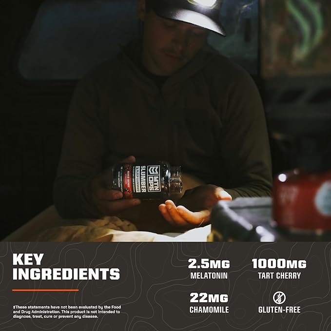 MTN OPS Slumber Sleep Gummies ??60 Servings, Tart Cherry 1000mg, Melatonin 2.5mg, Chamomile, Natural Flavors, Made in USA, Mixed Berry, Nighttime Sleep Aid