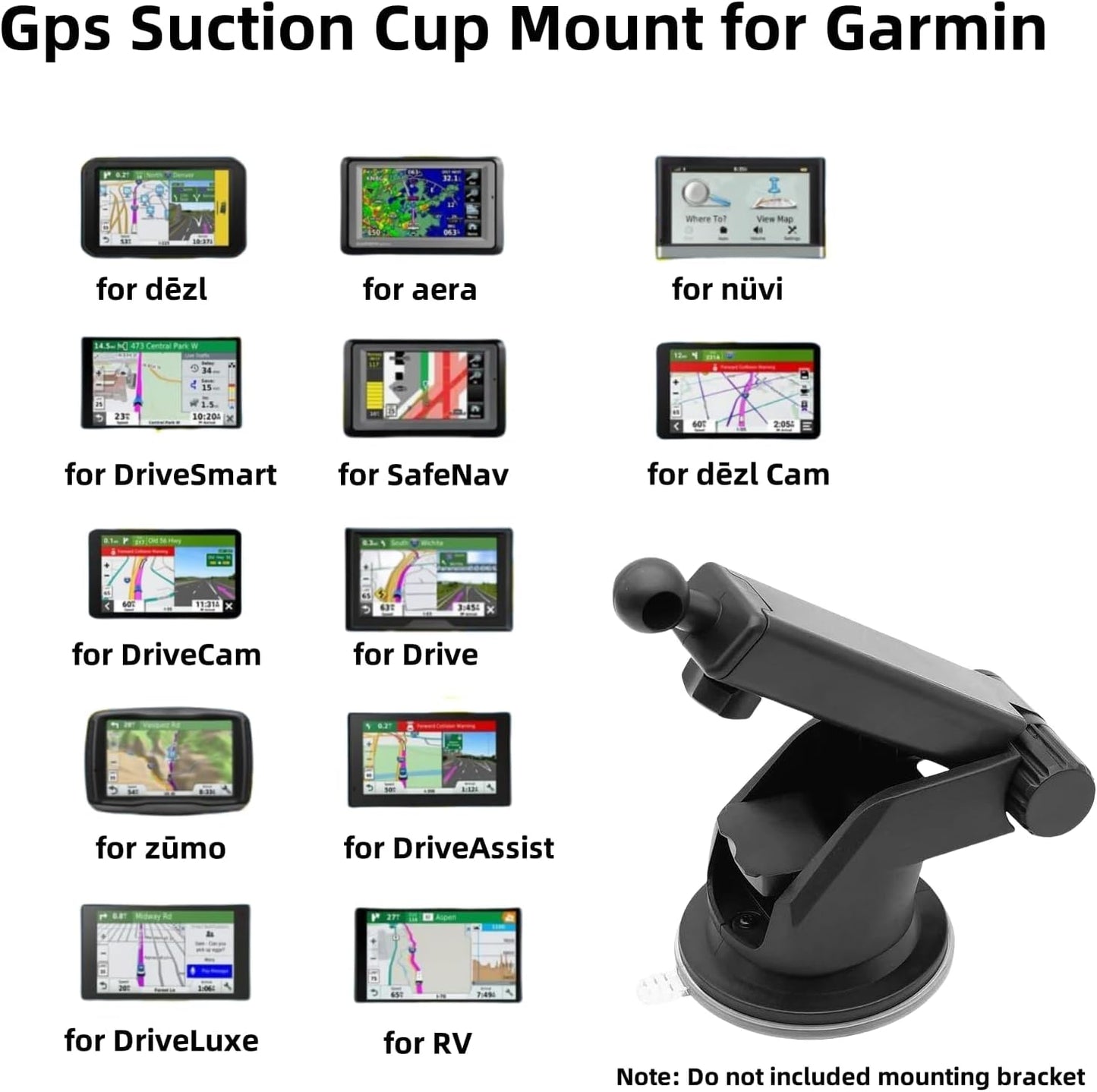 Bokexing Replacement Suction Cup Mount Part, Suction Cup Bracket for GPS Ball Joint Flexible Mounting Disk Mount