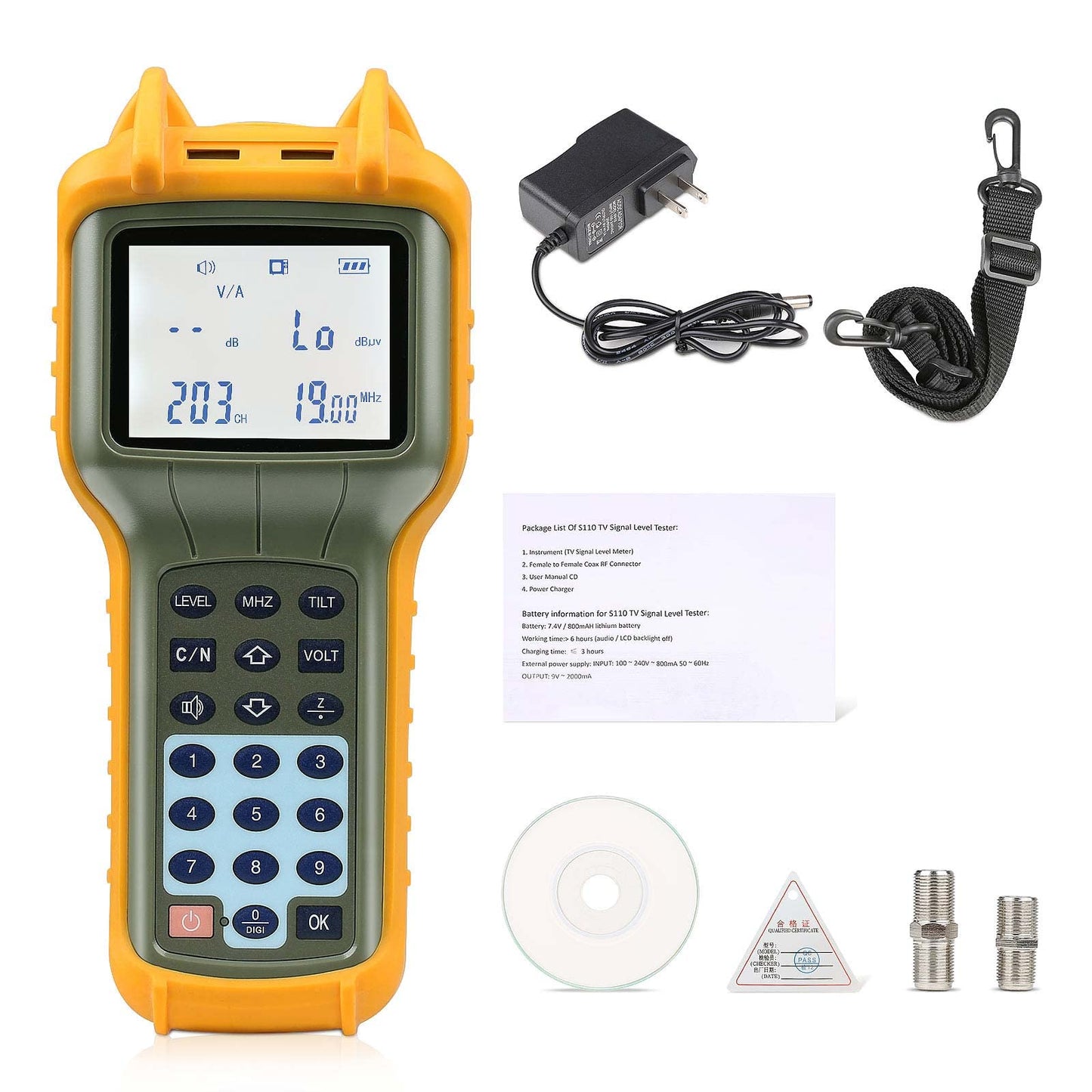 AUGOCOM® CATV Cable Tester, Coax Cable Tracer Coaxial Wire Continuity Checker, TV Handle Signal Level Meter DB Tester 47-870 MHz
