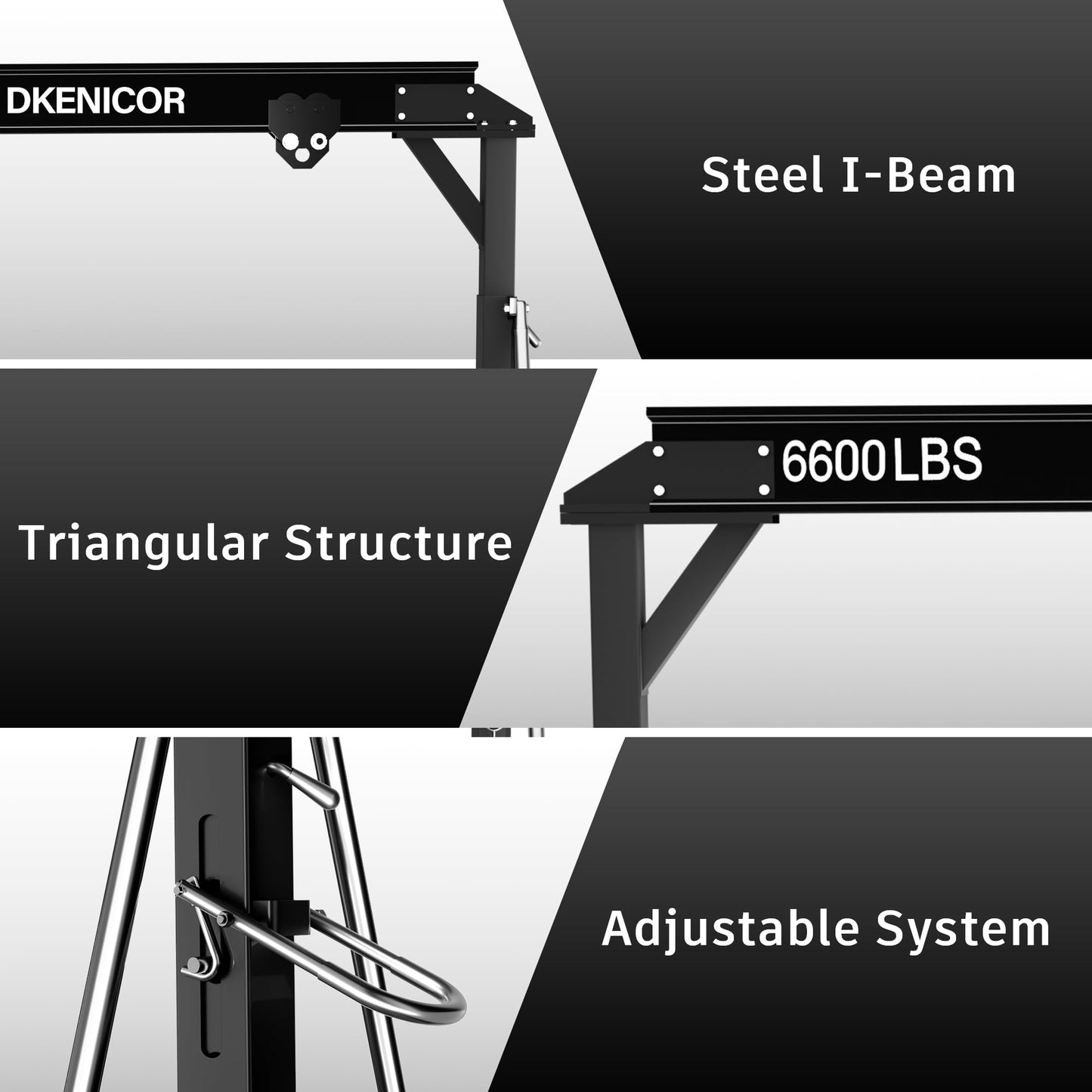 3 Ton 6600LBS Gantry Crane, Adjustable Height 8.53 to 12.47ft, Steel I-Beam Construction Portable Shop Hoist for Factories, Warehouses, Auto Repair, Construction Site, Black