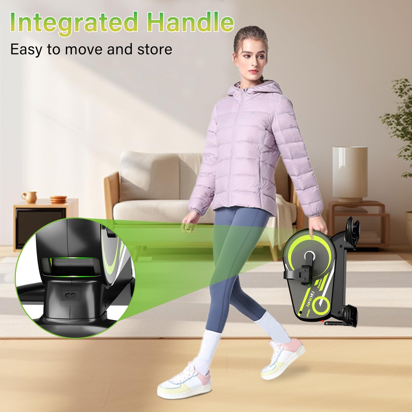 HOWHAI Mini Exercise Bike, Motorized Under Desk Pedal Exerciser Leg/Arm Cycle for Senior, Auto&Manual Mode, Adjustable Speed, LCD Display, Remote Control