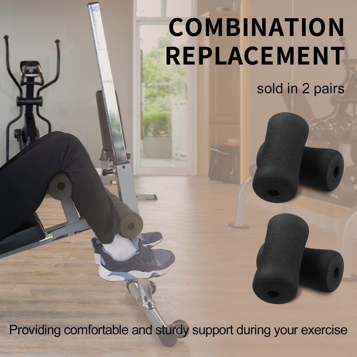 Sratte 4pcs Foot Foam Pads Rollers Set Weight Bench Replacement Pads Inversion Table Parts for Leg Extension Gyms Exercise Equipments