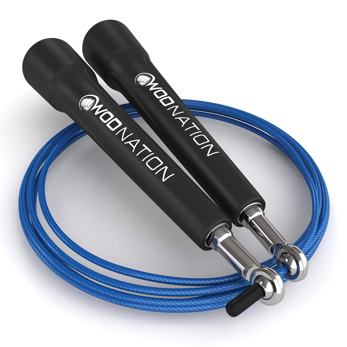 WOD Nation Jump Rope - Black Alloy Steel, Adjustable Length - Speed Jump Rope for Men & Women - Boxing & MMA Home Workout Equipment - Gym Fitness Equipment & Cardio Gear