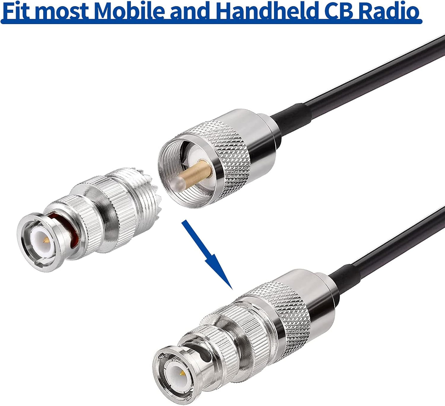 BINGFU 27MHz PL259 CB Radio Antenna Magnetic Base Soft Whip & BNC Male Compatible with Cobra Midland Uniden Maxon
