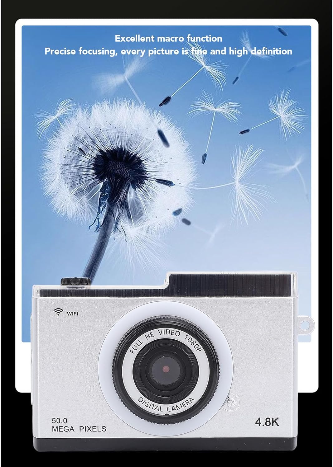48M 1080P 8X MP3 Retro Compact Digital Camera Zoom with Playback Filters Frames Screen for Photography Enthusiasts