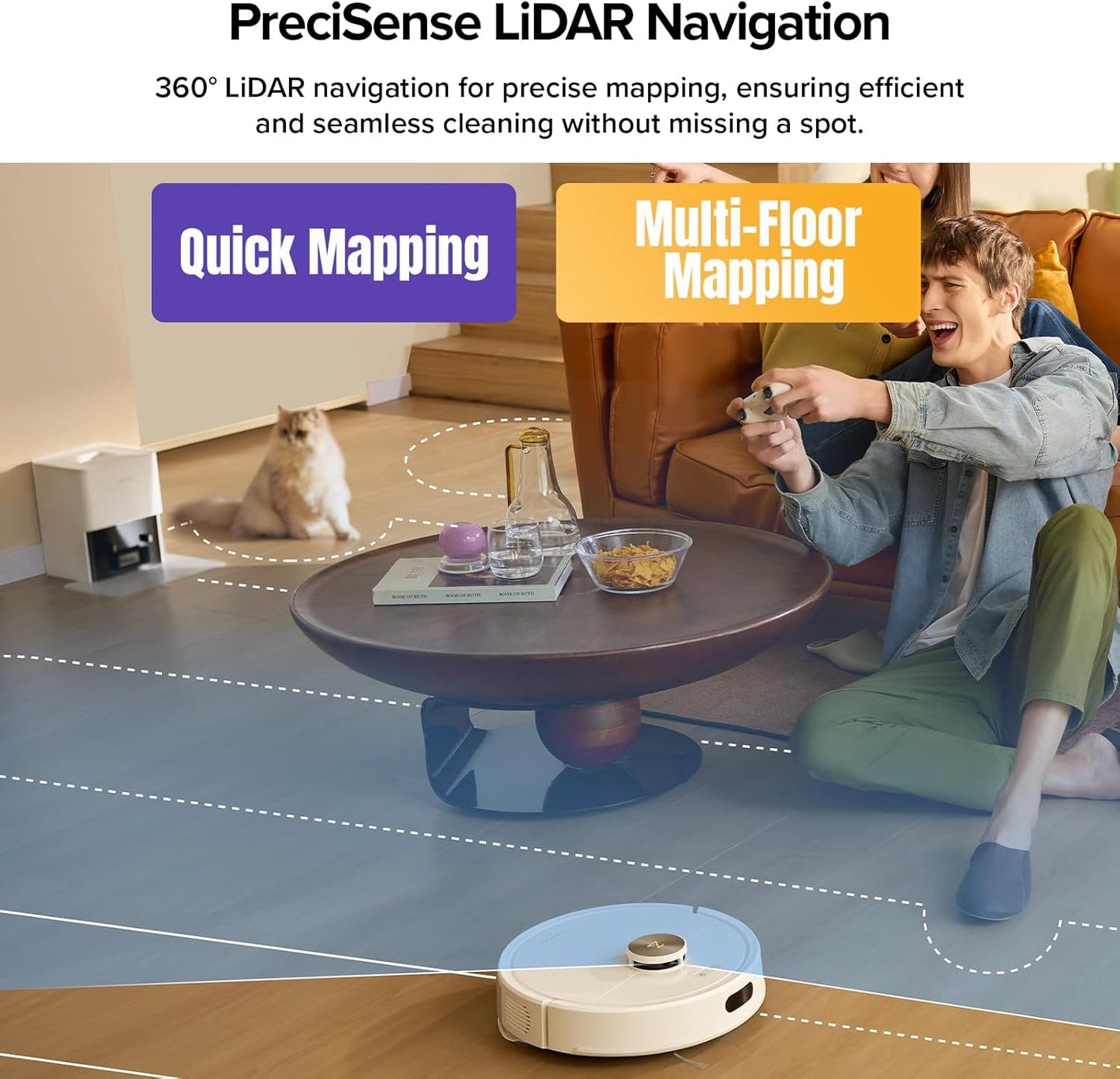 Roborock Q7 M5+ Robot Vacuum & Mop - 10000Pa Suction, Self-Emptying, App Control, White