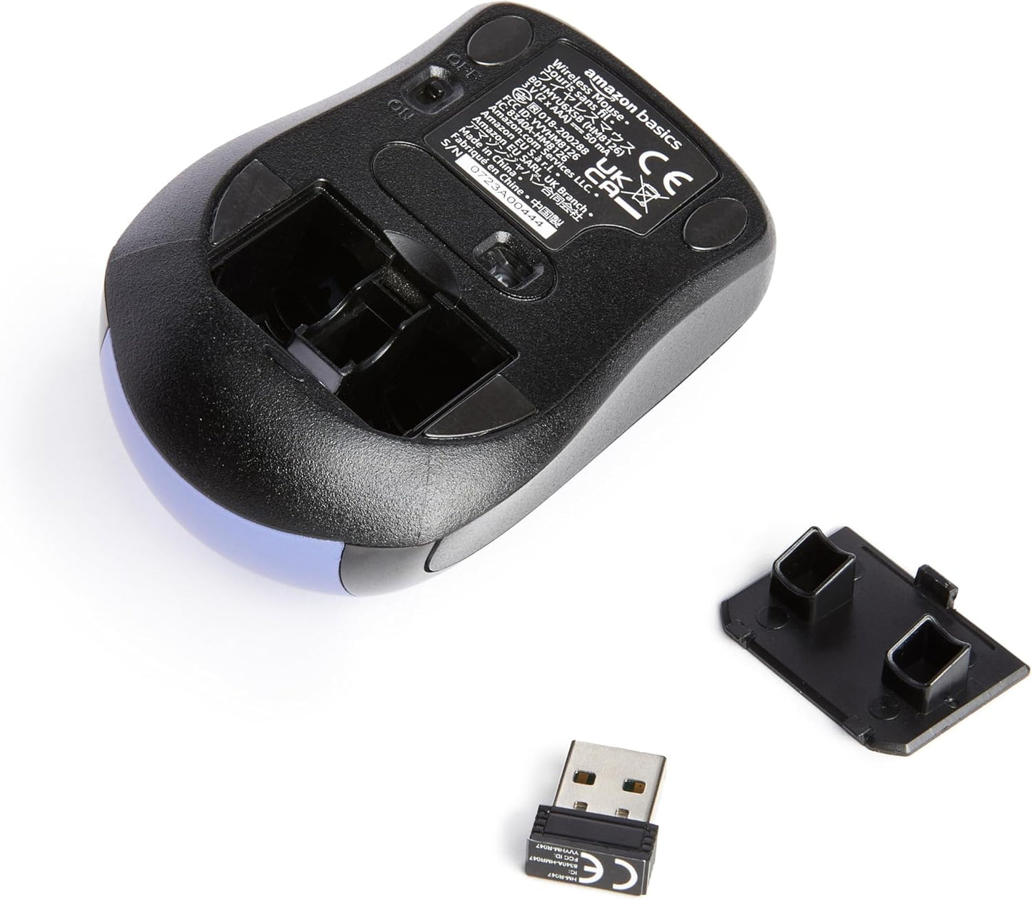 Amazon Basics 2.4 Setup, GHz Wireless Optical Computer Mouse with USB Nano Receiver, Portable, Easy Blue