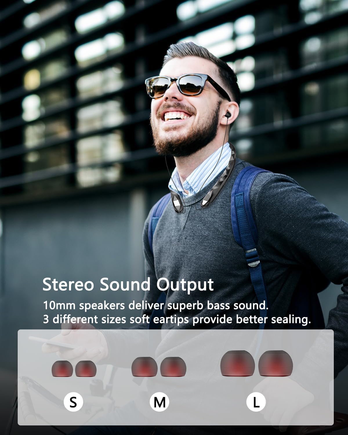 Finpola 5.3 IPX5 18H Neckband Bluetooth Headphones, Retractable Headphone Bluetooth & Waterproof, Neckband Headphones