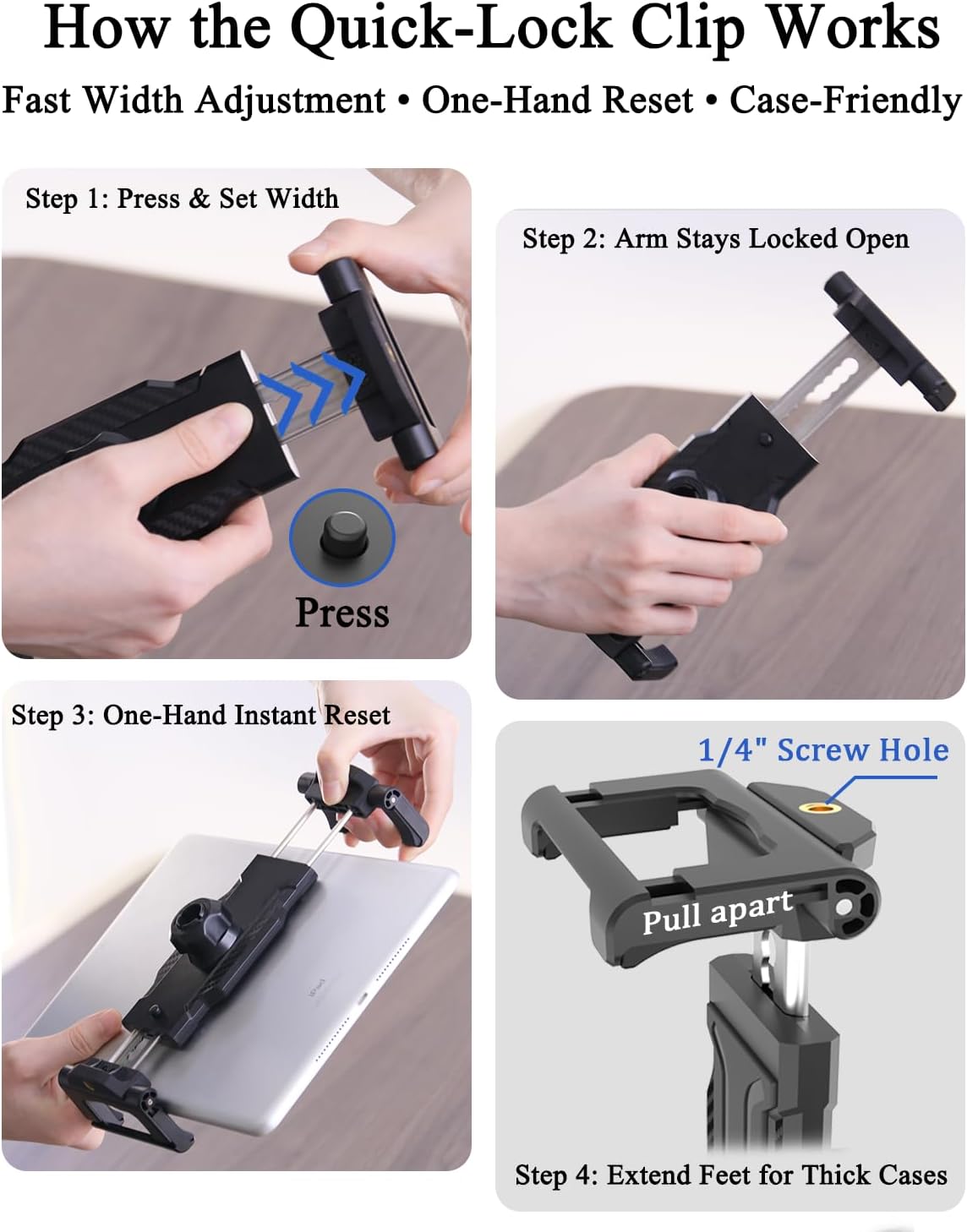 WISHCODE 66LBS 13 12.9, 6-15.6" Metal Tablet Mount for Boat, [Ultra-Deep Clamp] Vacuum Suction Cup, Boat Accessories