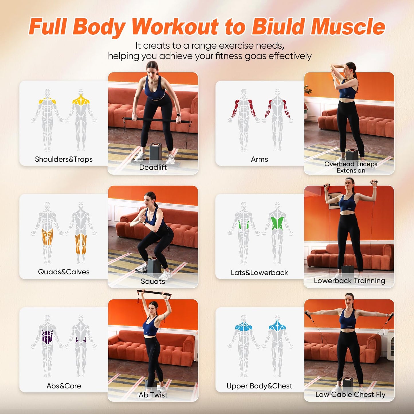 SR3 Pro Smart Home Gym Equipment ，Portable Full Body Workout Cable Machine with Ambient Light,at Home Gym | All in One Gym for Travel | Foldable Gym & Home Exercise Equipment
