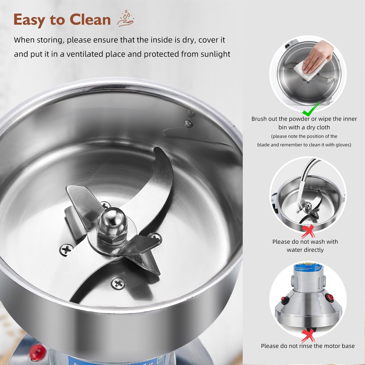 MAGIC MASTER 1000g Grain Mill, High Speed Electric Grinder, Stainless Steel Dry Grinder Machine For Flour, Wheat, Nut, Corn, Rice, Pepper, Herbs, Coffee Beans, Swing, 110V