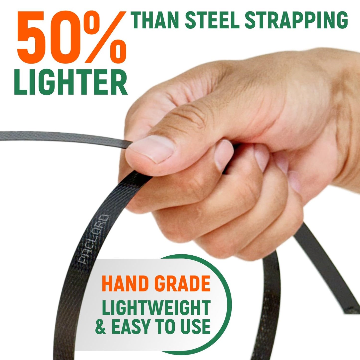 Paclord 1/2" x 7200' Heavy-Duty Polypropylene (PP) Strapping Coil - 0.031" Thick Banding Strap, 16" x 6" Core, 600 lbs Break Strength, Black - for Bundling and Packaging - Flexible, Weather Resistant