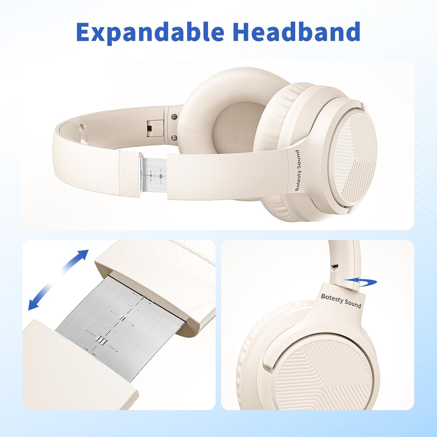 3.5mm 4.9ft MP3/4, Botesty Sound Headphones Wired with Microphone, Over Ear Foldable Plug in Headphones Corded