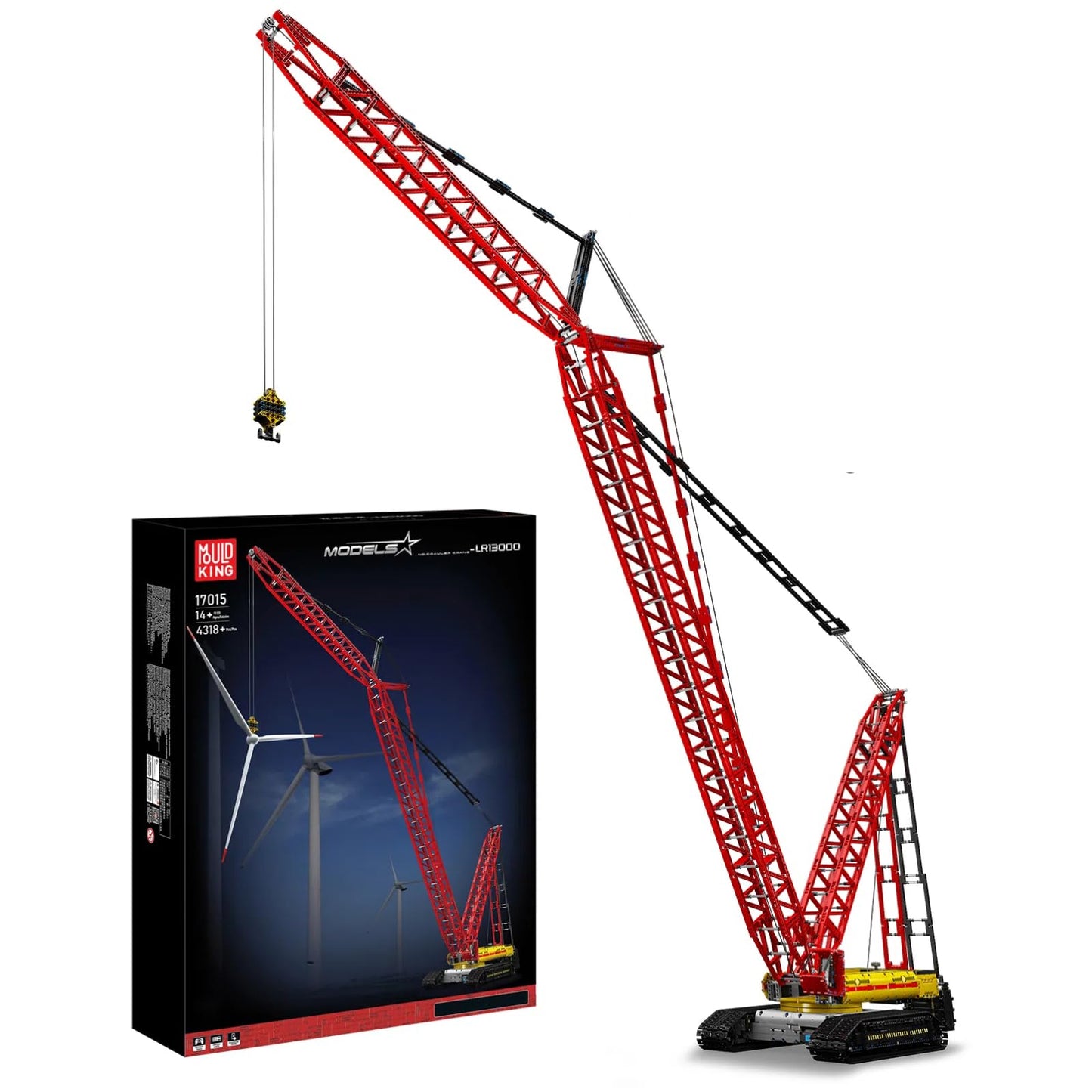 Mould King 17015 Technology Crawler Crane Building Block Kit, Heavy Duty Crawler Crane with Motors for Adult, 4318 pcs Engineering Building Set