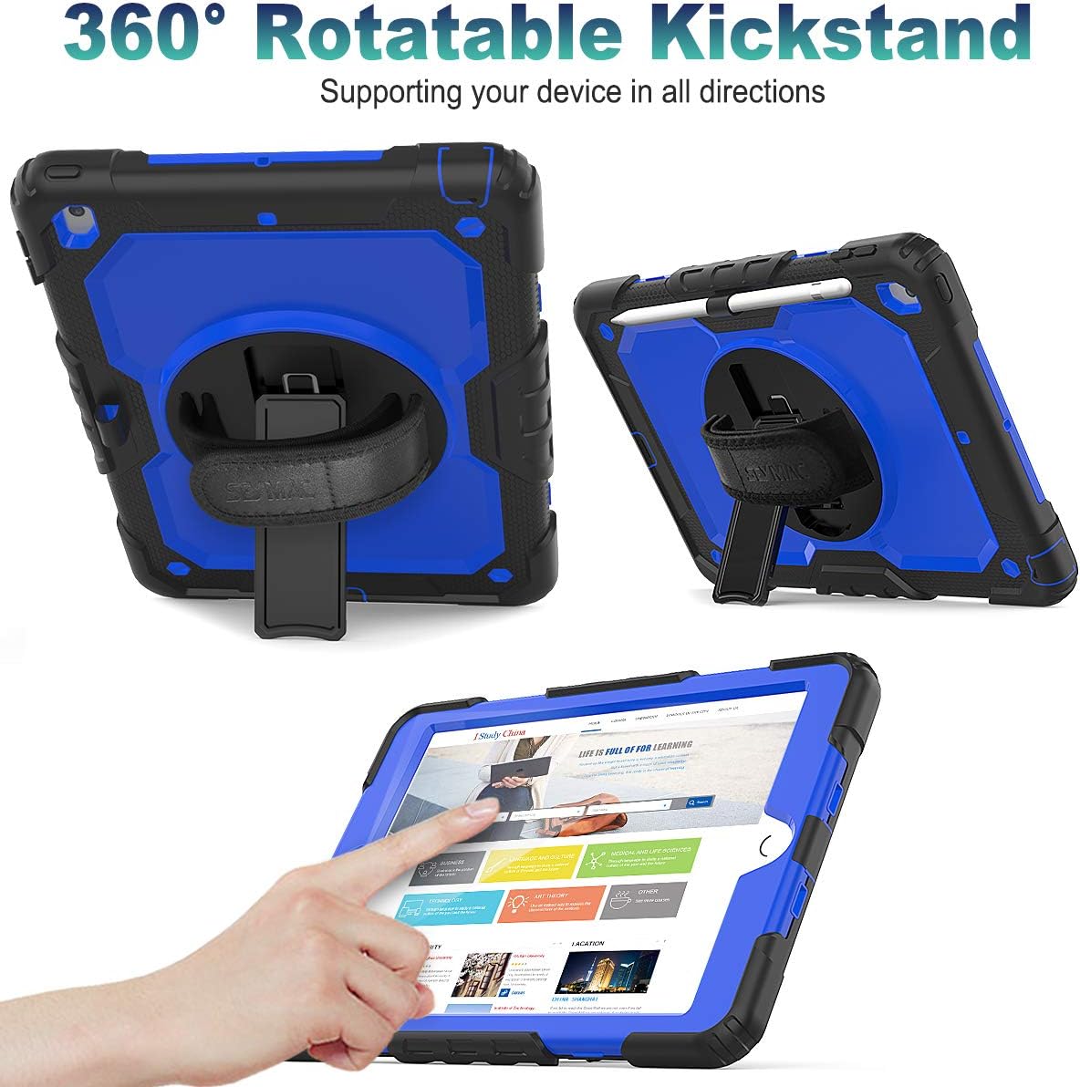 SEYMAC stock 9th/ 8th/ 7th 10.2'', [360 10.2 inch 2021-2019 Case for iPad Generation Shockproof with Screen Protector