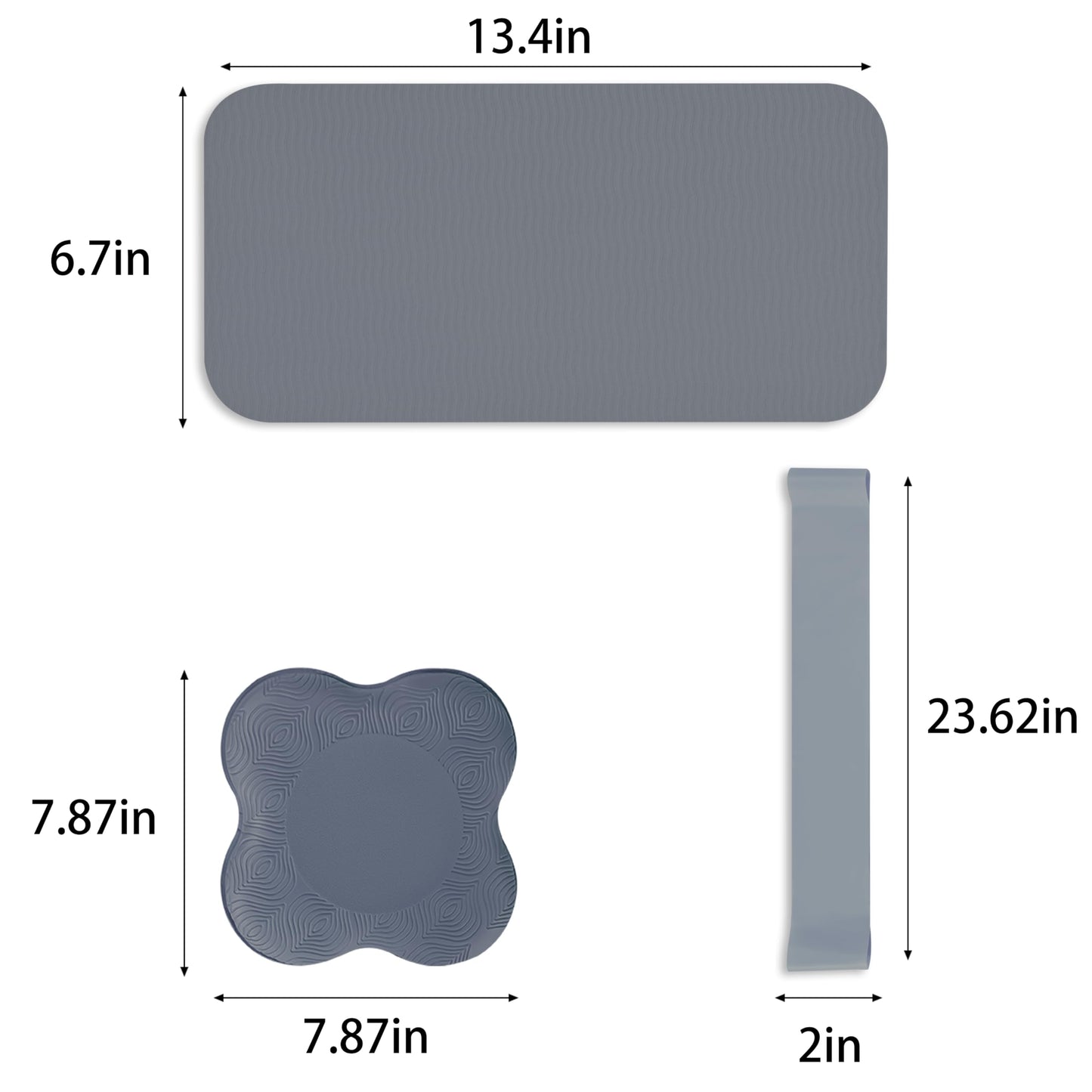 Yoga Knee Support Pad for Women Pilates Kneeling Cushion | Elbows Wrist Hands Head Foam Extra Thick Men Exercise Knees Pads Set of 6 Pieces (Gray）