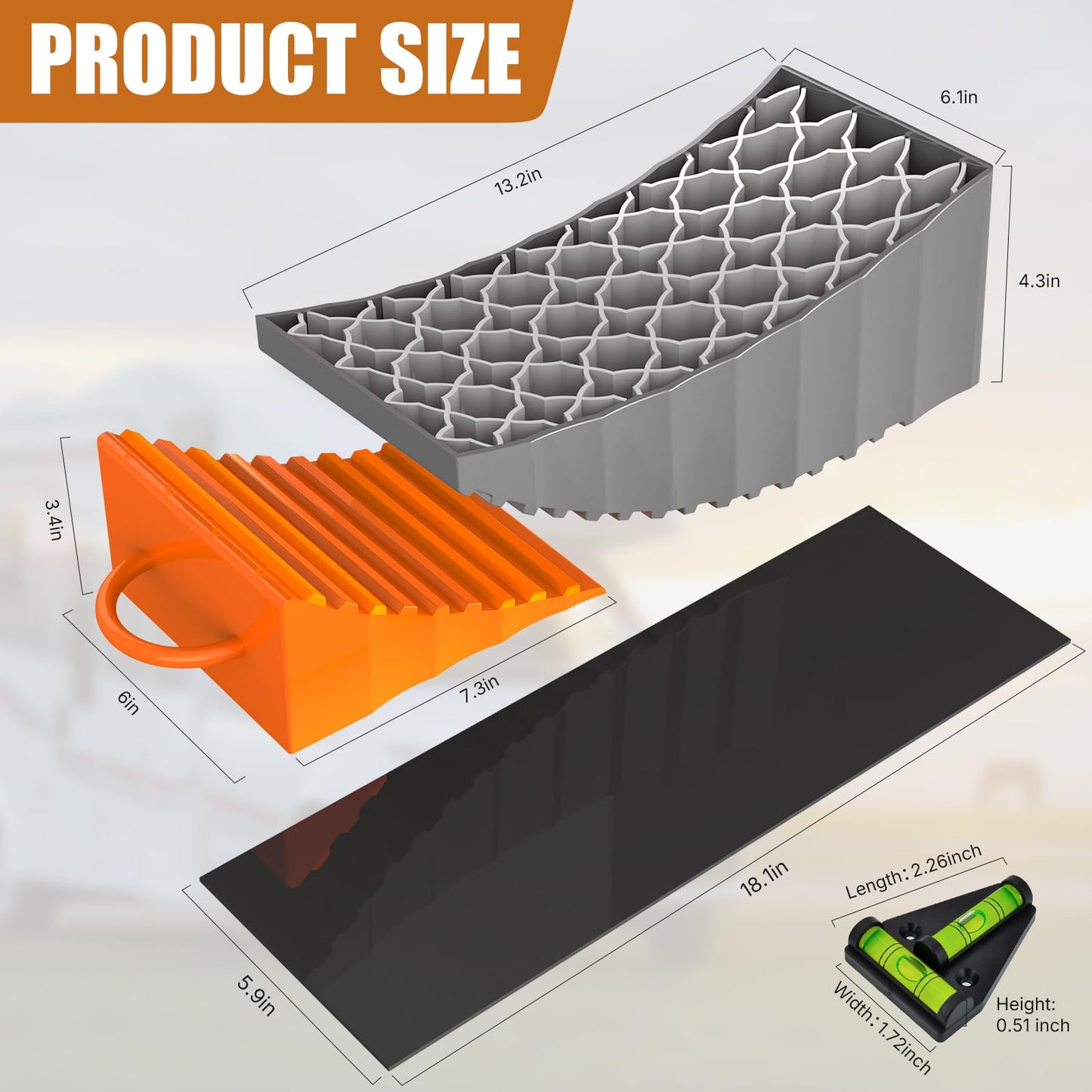 LEIDGG RV Leveling Blocks with Handles, 35000 LBS Load Capacity, Adjustable 0.5" to 4.7" Heavy Duty PP Camper Leveler for Travel Trailer, RV, Truck with Level & Carry Bag