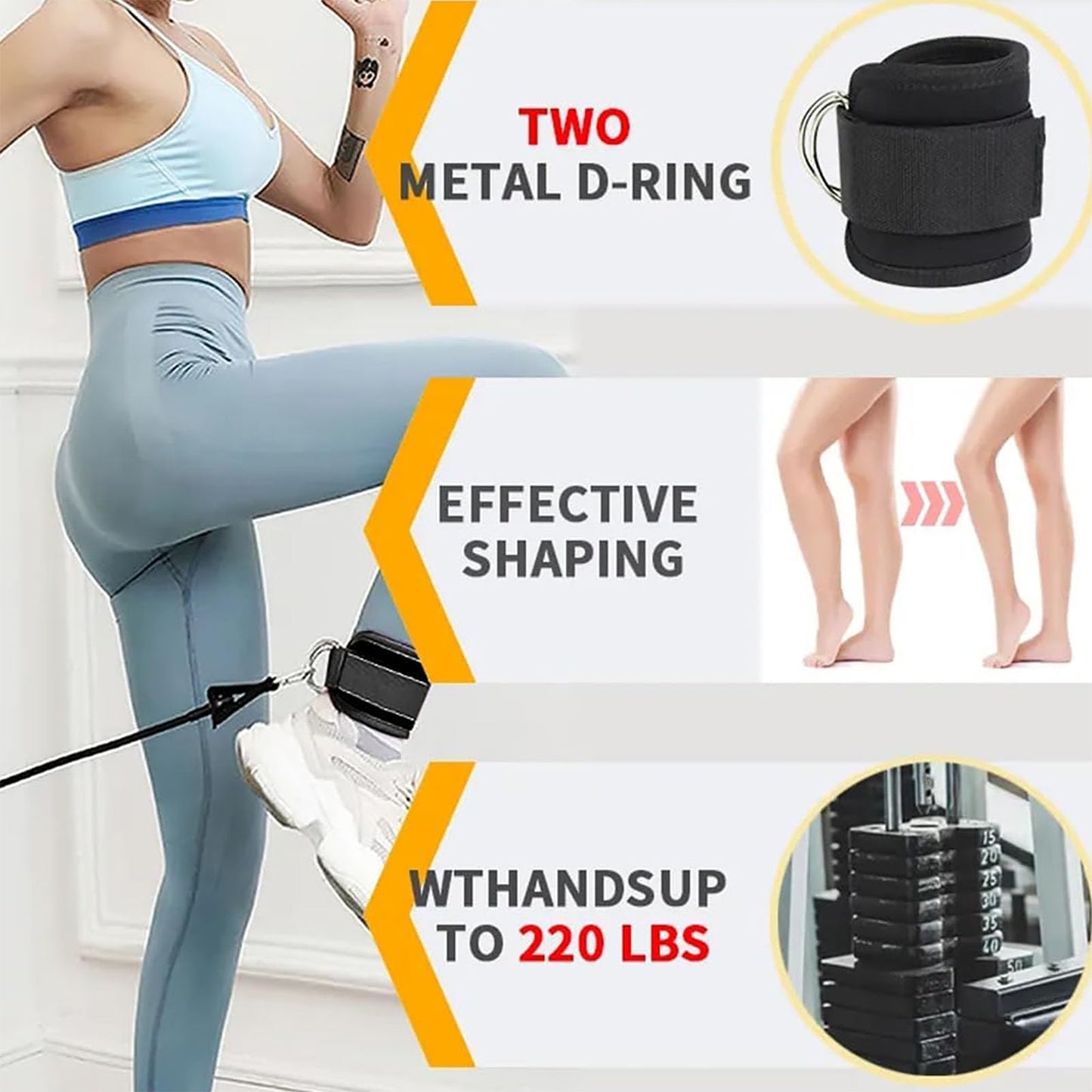 Ankle Straps Ankle Resistance Bands Wrist Cuffs Padded Straps Adjustable Fitness Glute Kickback D-Ring for Cable Machine Gym Foot Leg Training Brace Support, Leg Pulley Attachment Kickback Strap 2Pcs