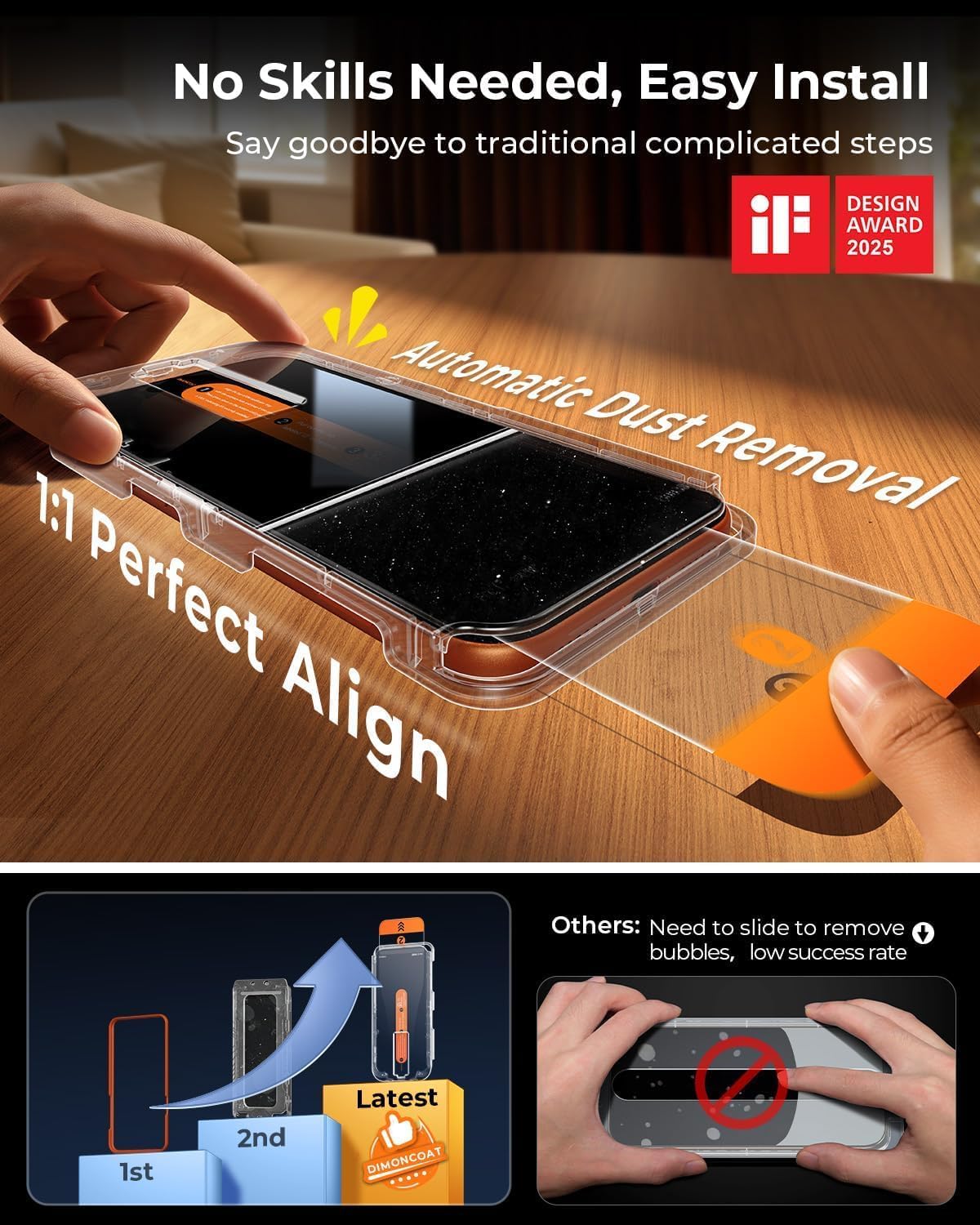 9H+ 17 [10X 17 6.9 inch 2-Pack DIMONCOAT TOP Glass for iPhone Pro Max Screen Protector[Easy One-Pull Installation]