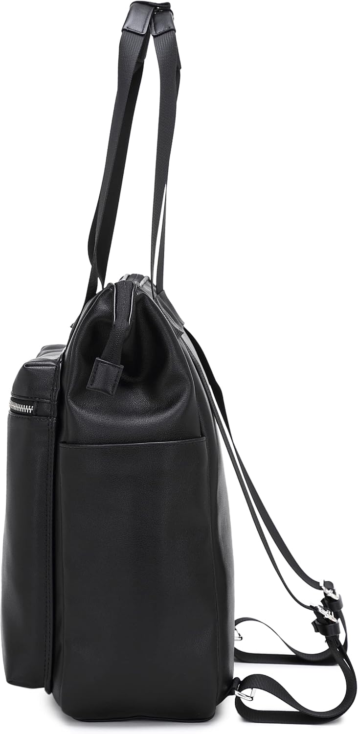 Backpack 14-Inch Commuting, Kah&Kee Leather Convertible Tote for Women & Men | Laptop Diaper Bag, Office Work, Ideal