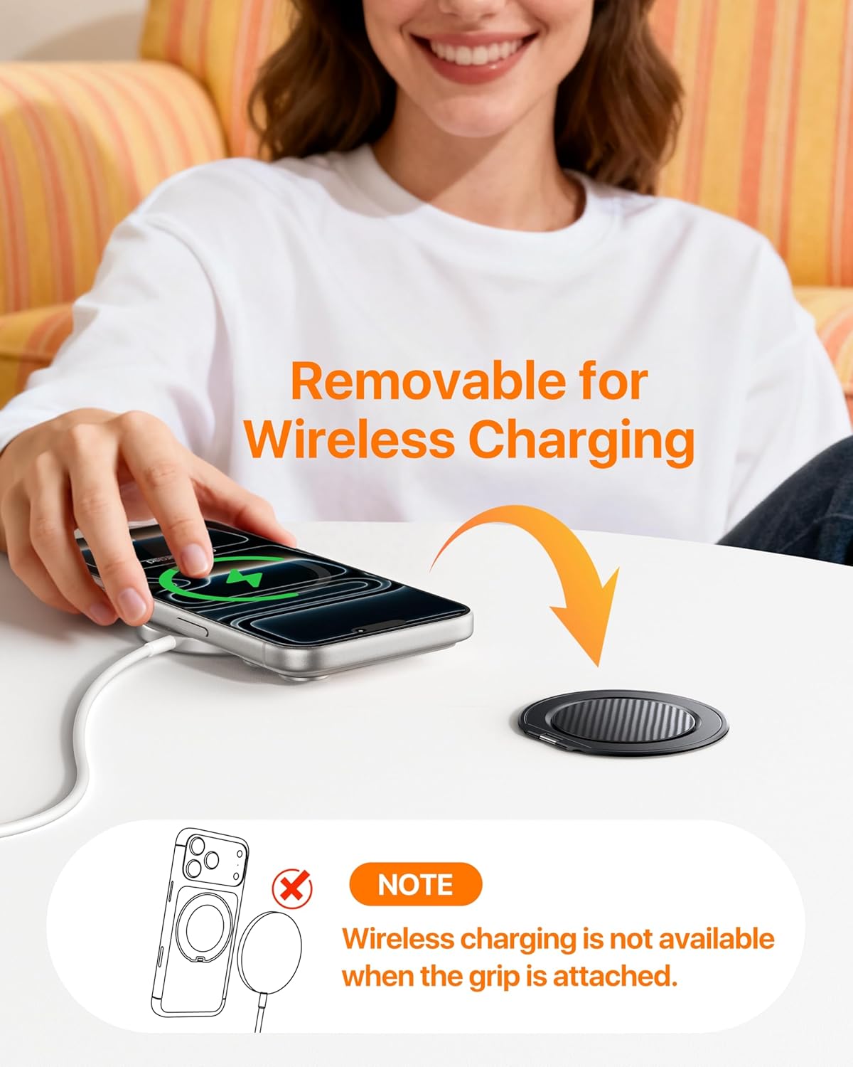 andobil [2026 [360 17 16 15 14 13 12, Ultra-Thin] Magnetic Phone Grip for MagSafe Rotate] Magnetic Cell Phone Ring