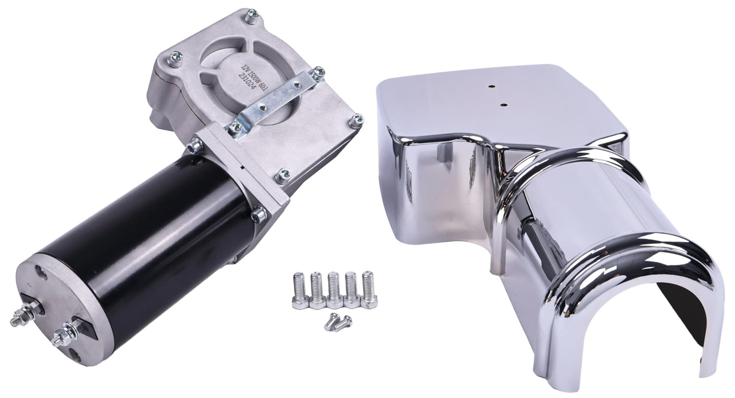 Solarhome 12V 2.0 HP 60 RPM 60:1 1500W Dump Truck Roll Tarp Motor with Chrome Cover