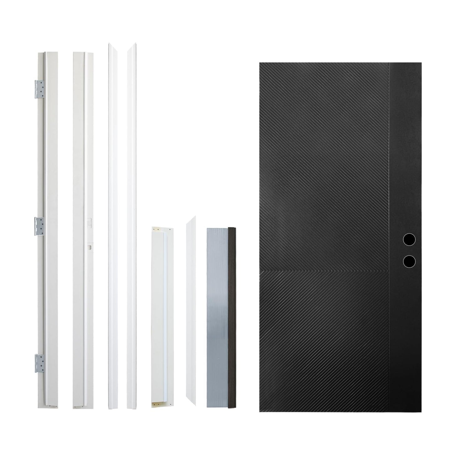 KEIKI 36" x 80" Fiberglass Entry Door, Left Hand Inswing Front Door with Antique Black Finish, 4-9/16" Vinyl Frame, Durable Knock-Down Frame for Residential & Commercial Use, Black