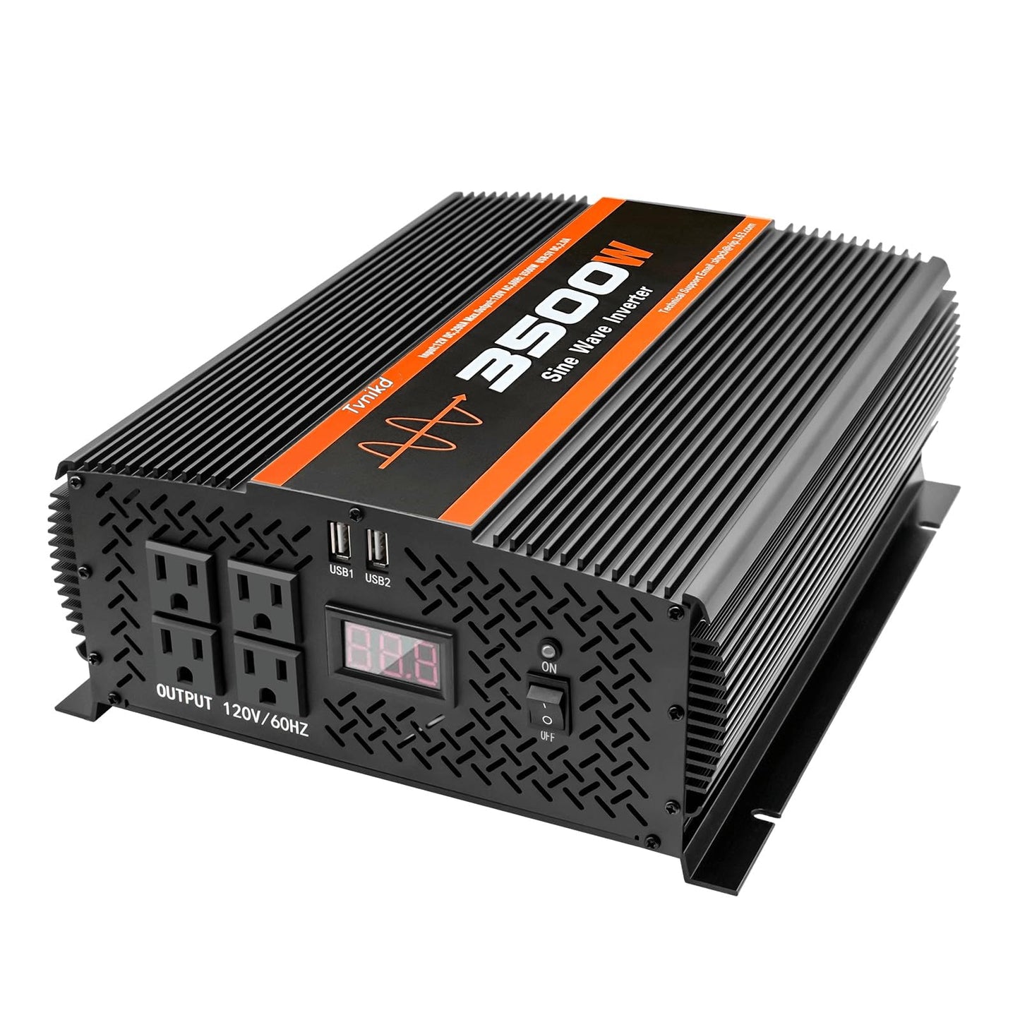 TVNIKD 3500W Pure Sine Wave Inverter 12V to 120V with 4 Power Outlets for RV Solar Power