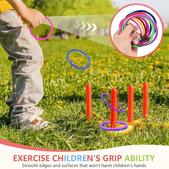 OBTANIM 24 Pcs Plastic 3 Inch Ring Toss Game for Kids and Outdoor Toss Rings for Speed and Agility Practice Game, Random Colors