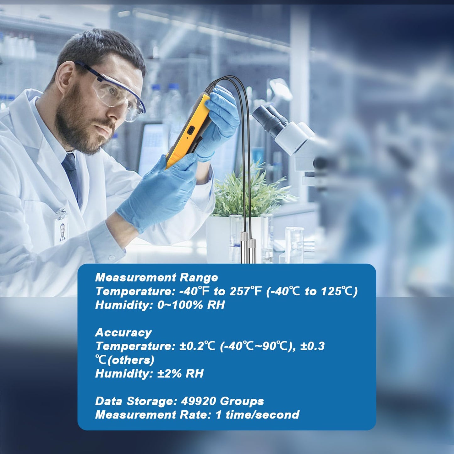 Tzone Temperature and Humidity Data Logger USB with Probe,Dual Channel Temp Humidity Recorder with Data Report, Digital Industrial Thermometer Recording Handheld RH Logger for Greenhouse Freezer Lab