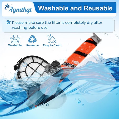 Aymthgt LZ600 Filter Replacement for Shark LZ601 LZ602 LZ602C APEX UpLight Lift-Away DuoClean Vacuum Cleaner, 2 HEPA Filters + 2 Pre-Motor Filters + 4 Foam Filters + 1 Brush Roll # XFFLZ600 & XHFFC600