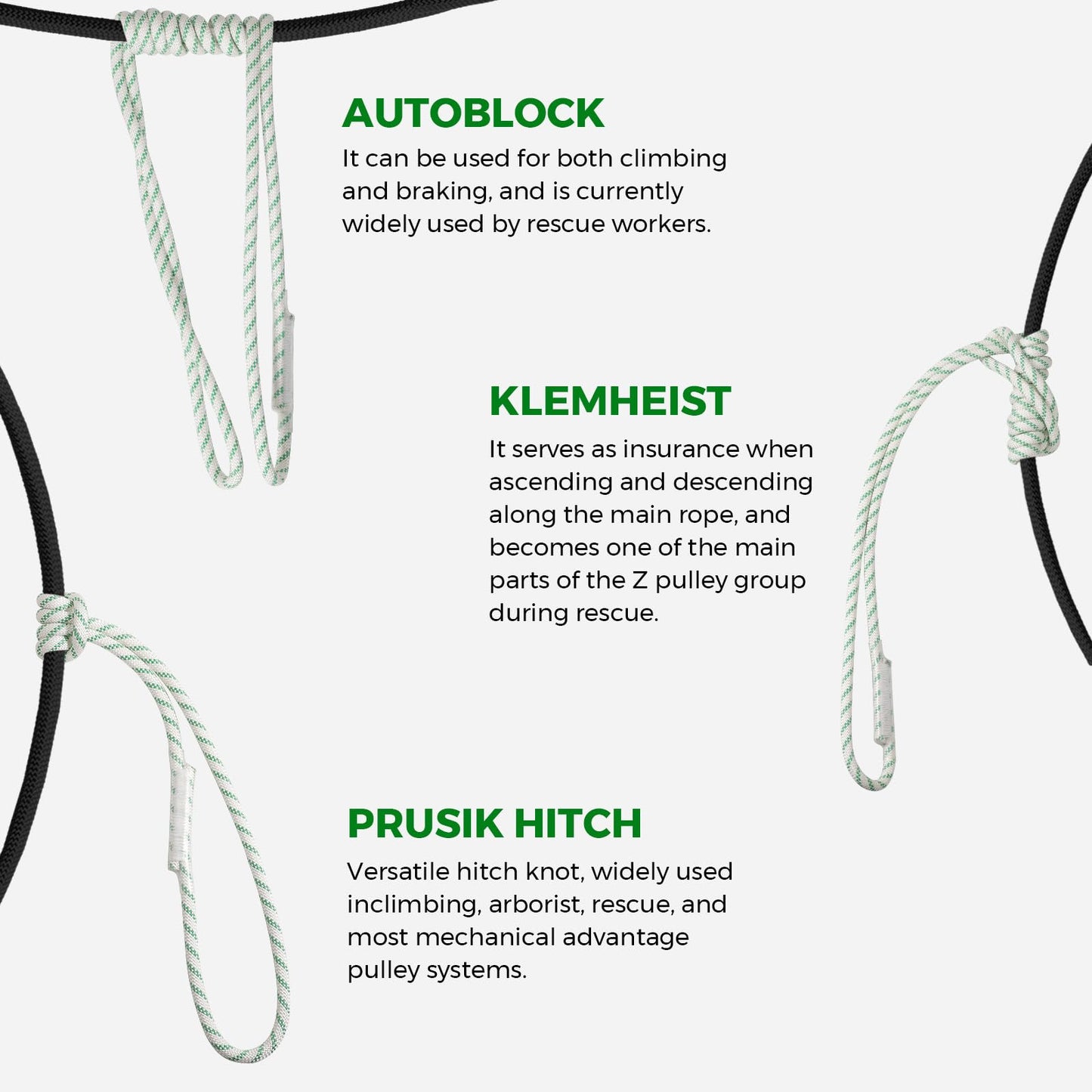 10mm Nylon Prusik Cord, Pre-Sewn 47in(120cm) Prusik Loop, 22KN / 4950lbs MBS High Strength Friction Cord for Rock Climbing, Arborist Tree Work, Rescue, Rappelling and Aerial Operations