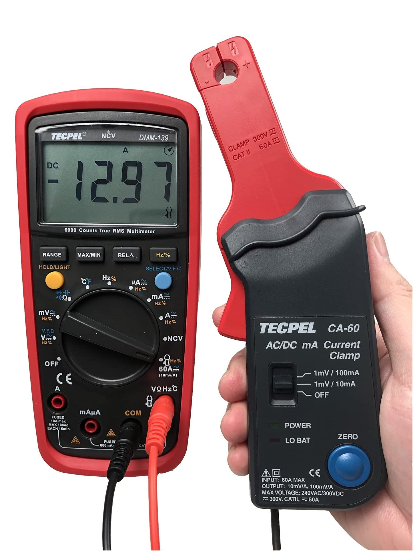 TECPEL DMM-139 Digital Multimeter + CA-60 Current Clamp Transmitter 60A