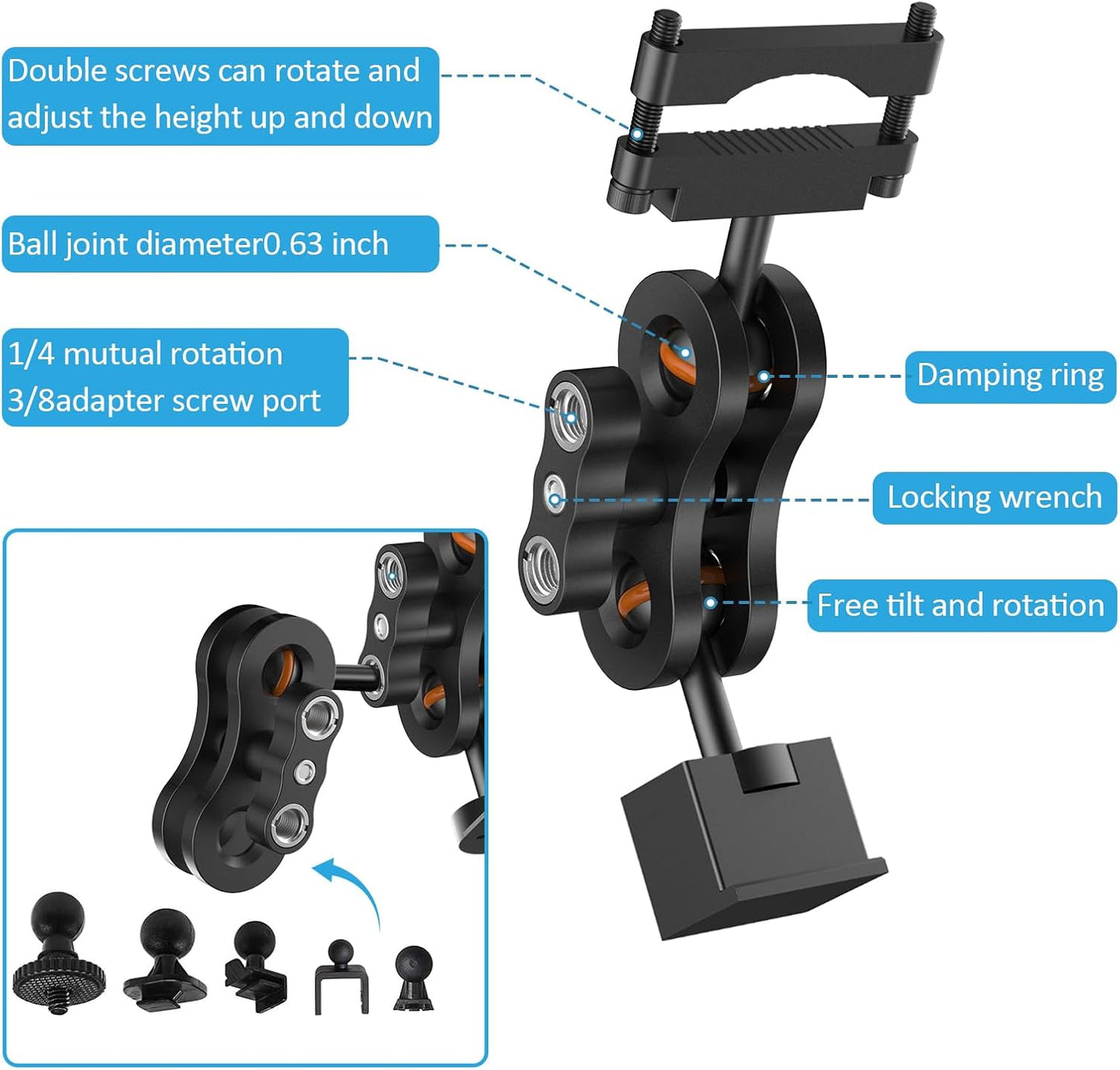 Vovucai Max360C Max3 Max4 Radar Detector Mount,Aluminum Radar Mount,Rearview Mirror Rod Mount Bracketfor Escort IX IXc