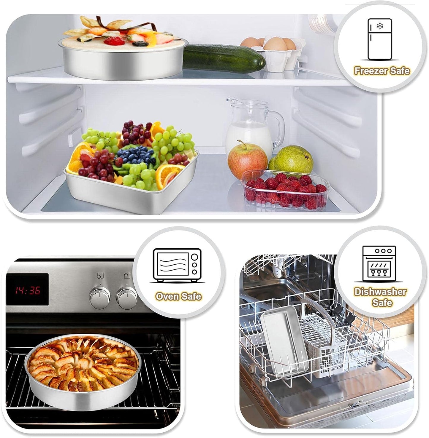TeamFar Bakeware Set - Heavy-Duty Stainless Steel Baking Pans | 5-Piece Set with Cake, Loaf & Muffin Pans
