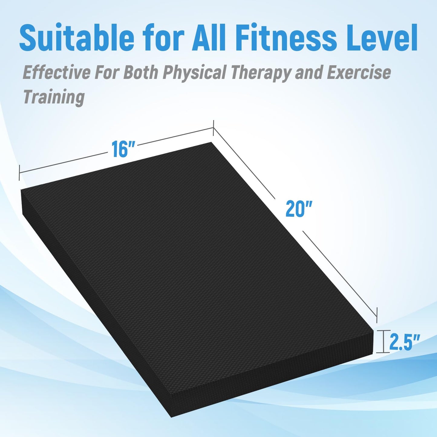 Balance Pad for Exercise 20x16x2.5 Inch,Non-Slip Foam Mat for Fitness,Yoga, Foam Balance Board Physical Therapy, Knee Pad for floor (Black)